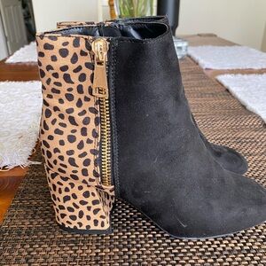 Black and leopard booties